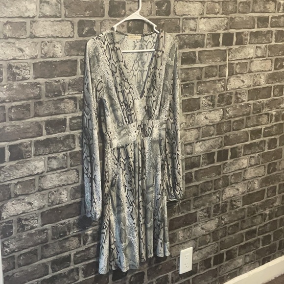 snake skin v neck dress - Picture 2 of 5